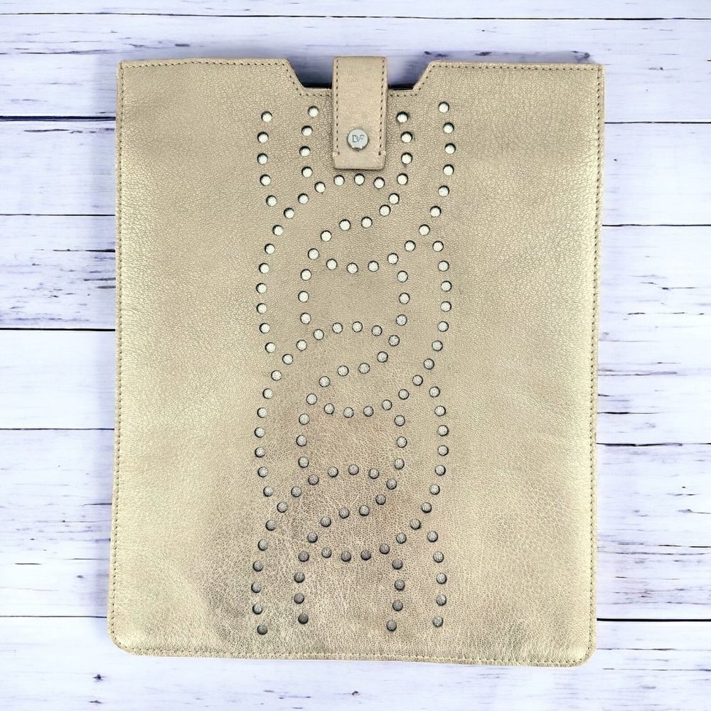 DVF Gold Leather Padded Tablet Pouch